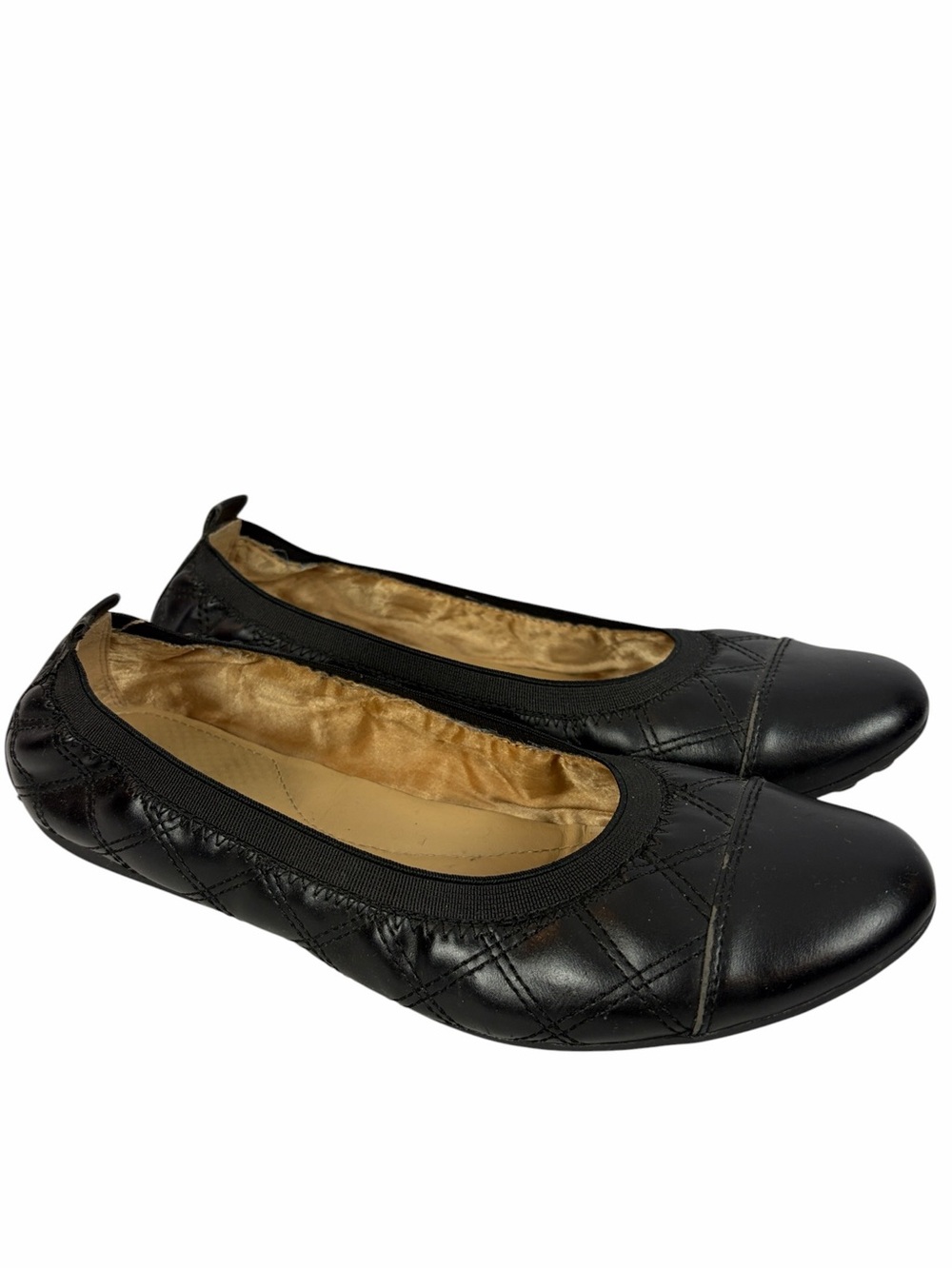 Geox Respira Black Leather Quilted Ballet Flats EU 40 US 9.5 Comfort Shoes